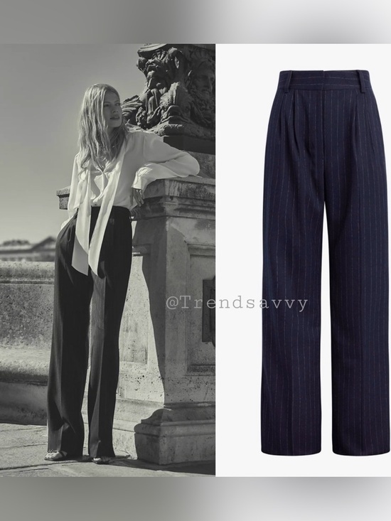 Favorite Daughter Pants - Anthropologie Favorite Daughter Navy Pinstripe Wide Leg High Rise Trouser Pants